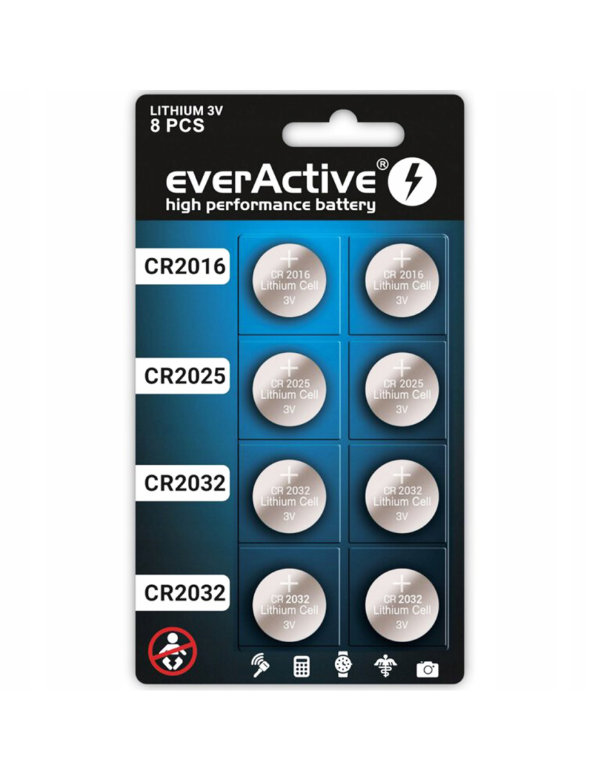 Everactive Bateria spec.litowa MIX 8SZT 4 X CR2032, 2 X CR2025, 2 X CR2016