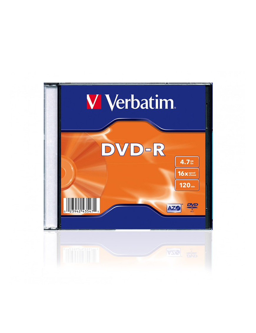 Verbatim DVD-R | 4.7GB | x16 | slim box 1szt | Matt silver | bez możliwości nadr
