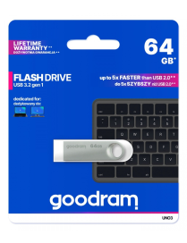 Goodram Pendrive UNO3 64GB USB 3.2 Gen1| srebrny