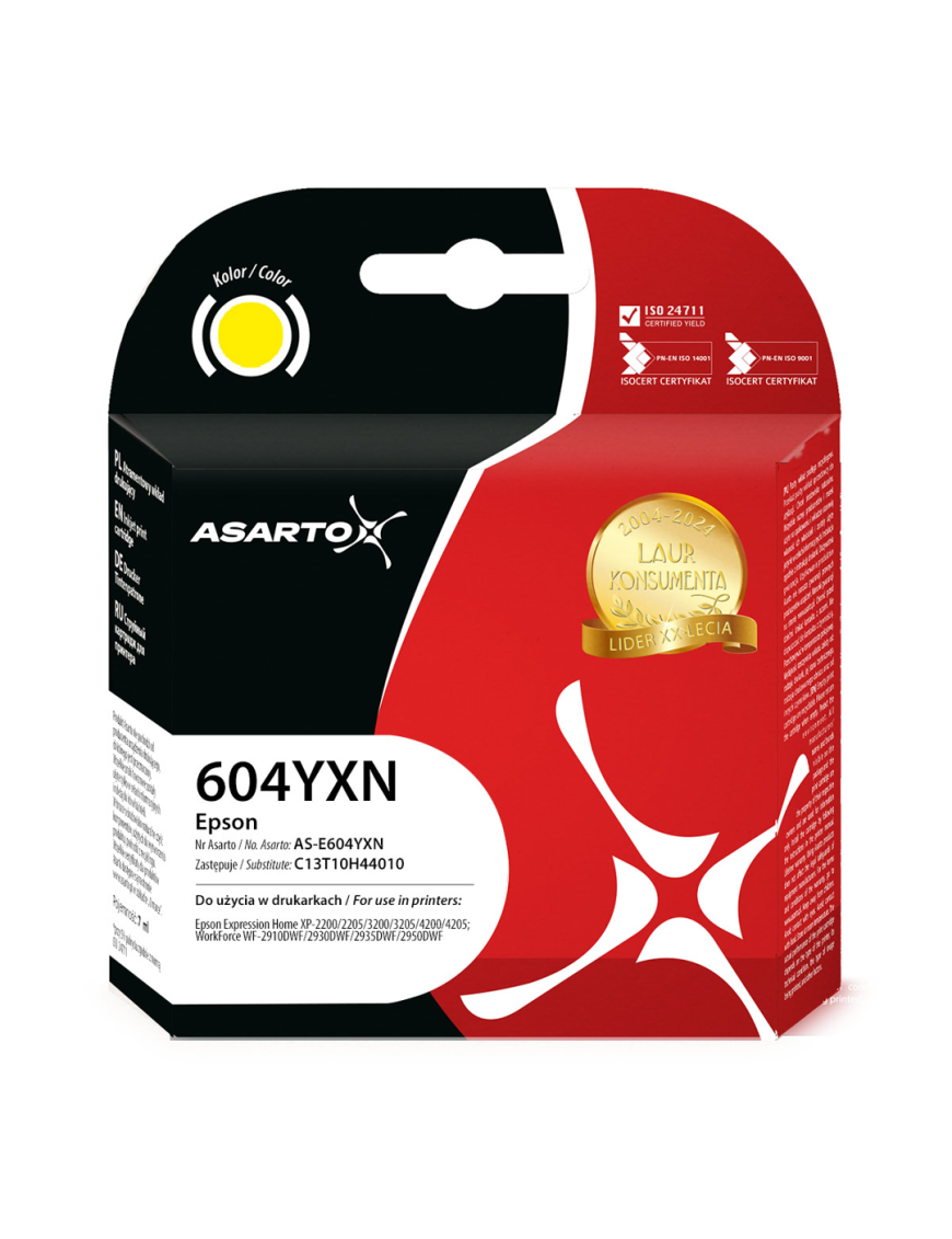 Tusz Asarto do Epson 604YXN | C13T10H44010 | 400 str. | 7ml | yellow