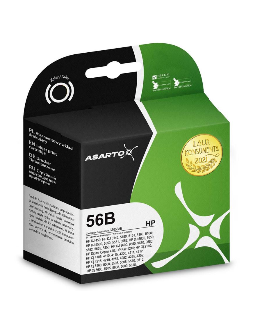 Tusz Asarto do HP 56B | C6656AE | 655 str. | black