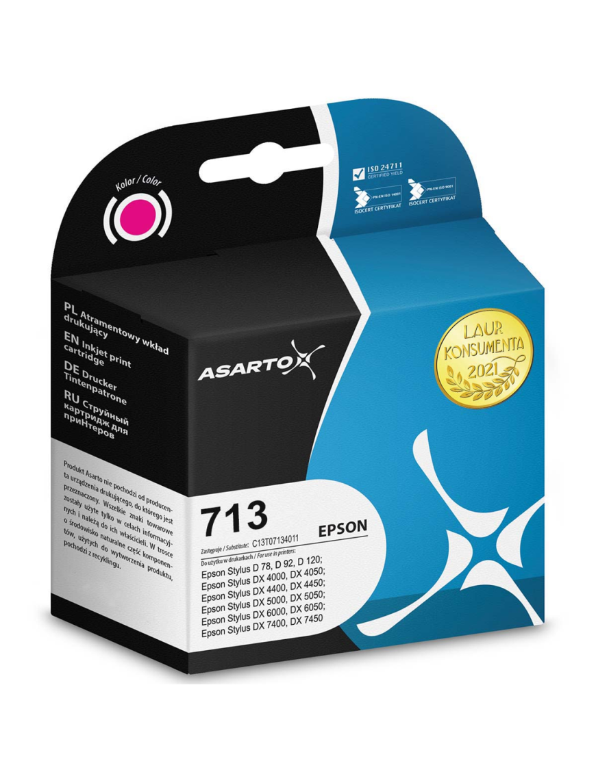 Tusz Asarto do Epson 713 | C13T07134012 | 290 str. | magenta