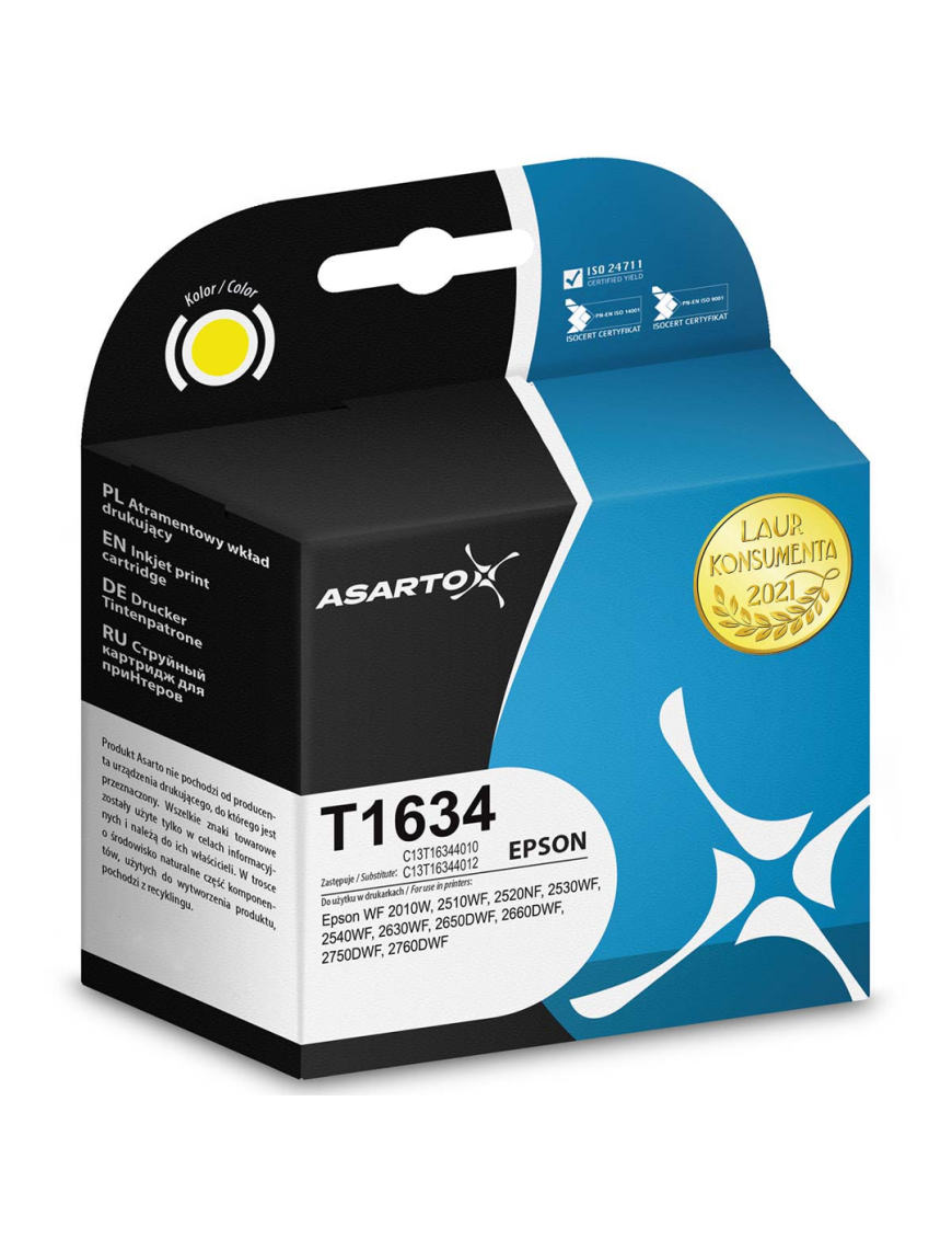 Tusz Asarto do Epson T1634 | C13T16344012 | 510 str. | yellow