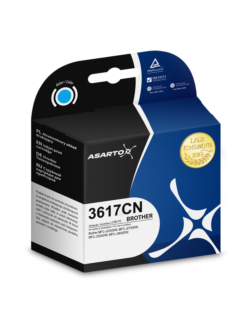 Tusz Asarto do Brother 3617CN | LC3617C | 550 str. | cyan