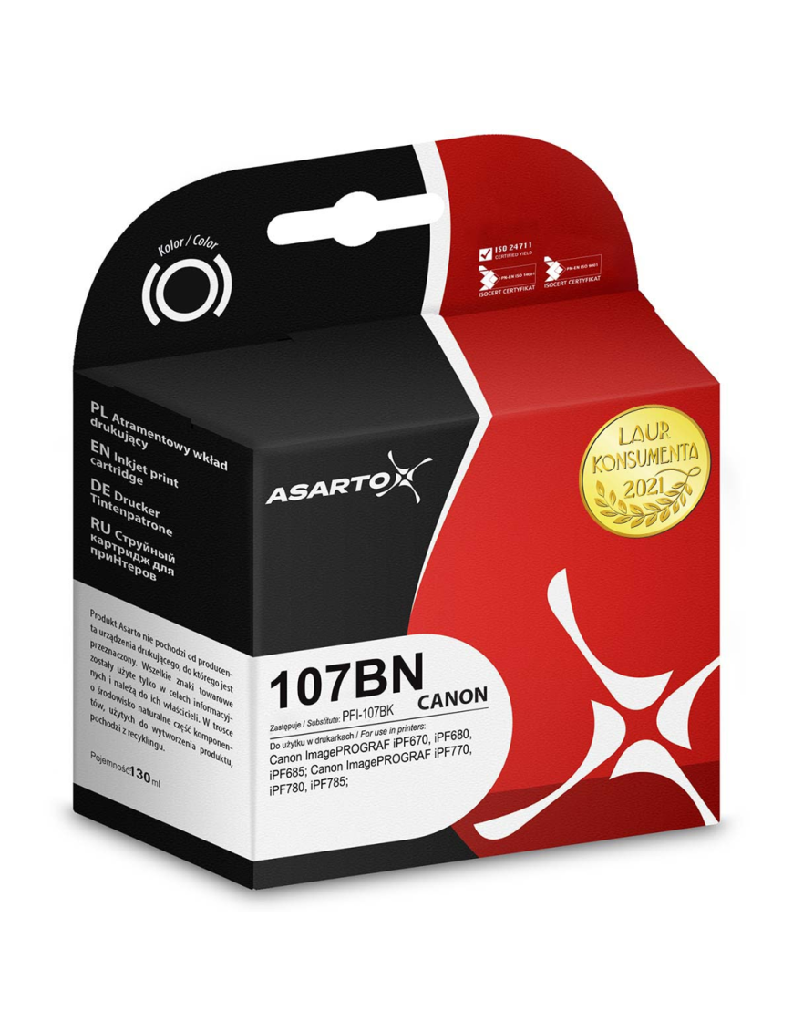 Tusz Asarto do Canon 107BN | 6705B001 | 130 ml | black