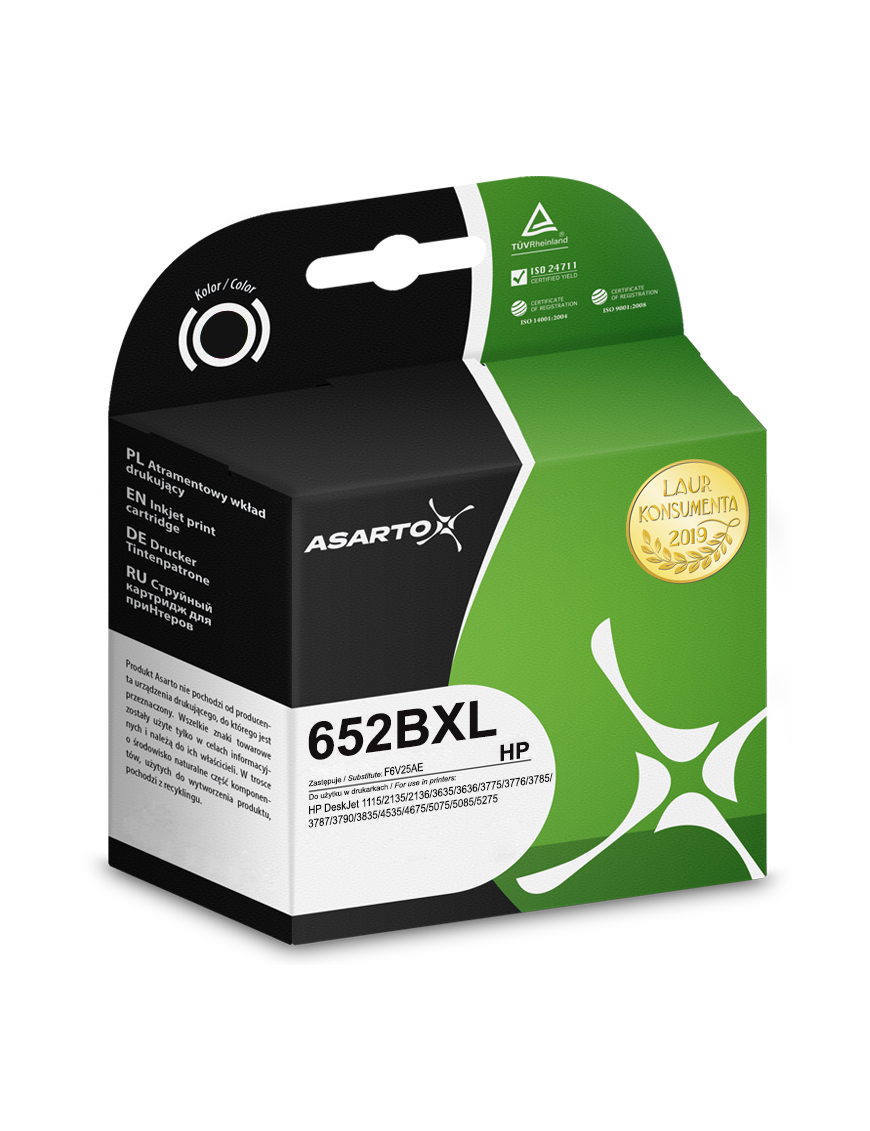 Tusz Asarto do HP 652BXL | F6V25AE | 600 str. | black