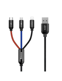 Baseus Kabel USB 3w1 USB-C / Lightning / Micro 3A | 1.2m | czarny