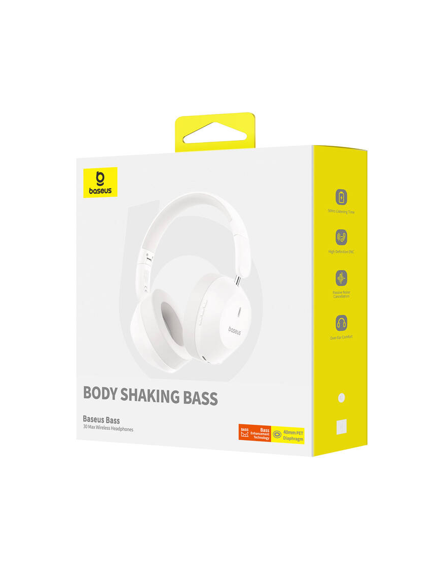 Baseus Słuchawki bezprzewodowe Bass 30 Max | białe