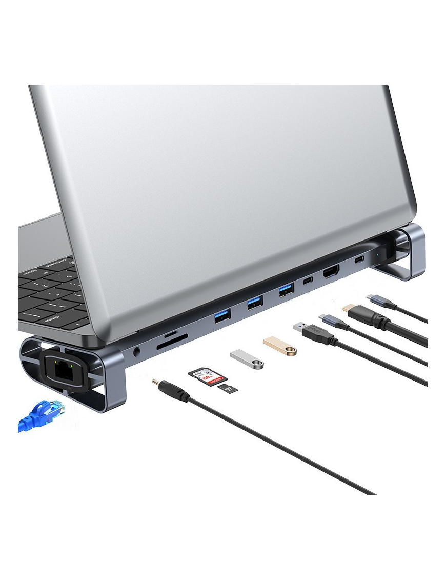 Adapter PODKŁADKA POD LAPTOPA NA BIURKO SKŁADANA ROZDZIELACZ HUB 10W1