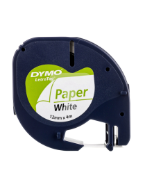 Dymo taśma do drukarek LetraTag 59421 | 12mm/4m | papierowa | biała