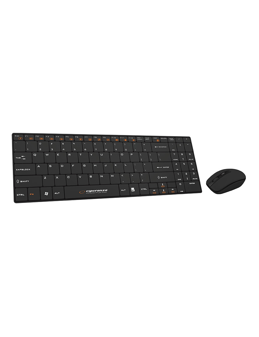 Esperanza zestaw bezprzewodowy klawiatura + mysz 2,4GHZ USB | LIBERTY CZARNA