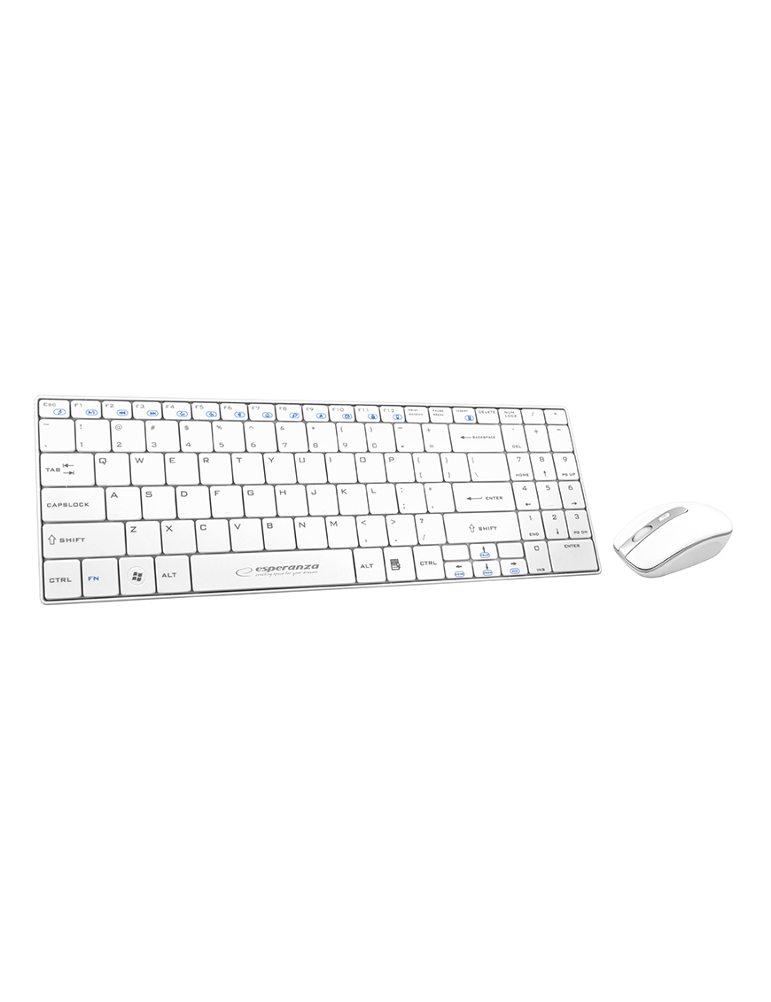 Esperanza zestaw bezprzewodowy klawiatura + mysz 2,4GHZ USB | LIBERTY BIAŁA
